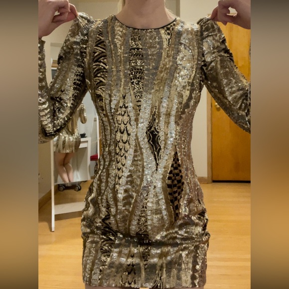 Gold Sequin Marciano Dress - Picture 14 of 16